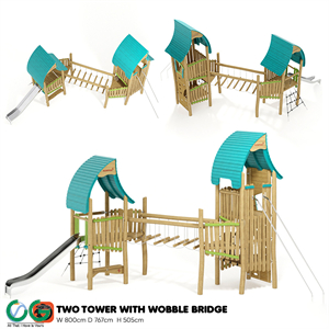 Kompan Two Tower with Wobble Bridge