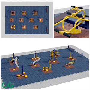 Sports ground with outdoor exercise trainers