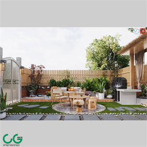 Modern courtyard garden 3d model