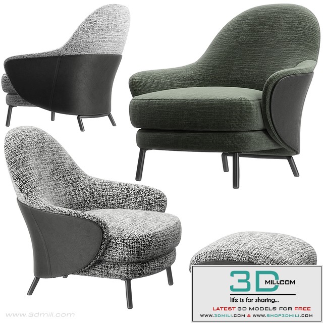 Angie armchair footstool by Minotti