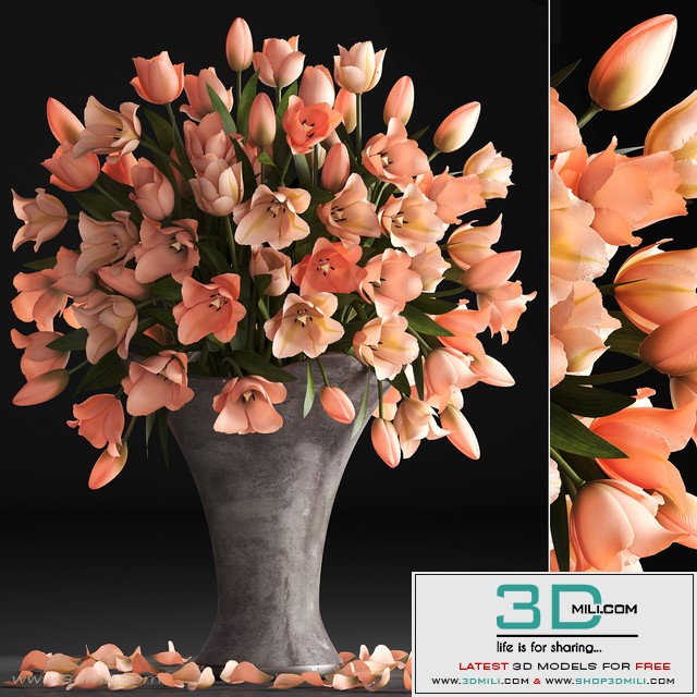 Bouquet of flowers 79. Tulips, vase, decor, petals, table decoration, bouquet