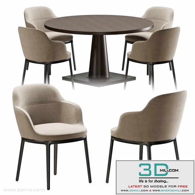 Chair and table B & B Maxalto Caratos, Maxalto Convivio