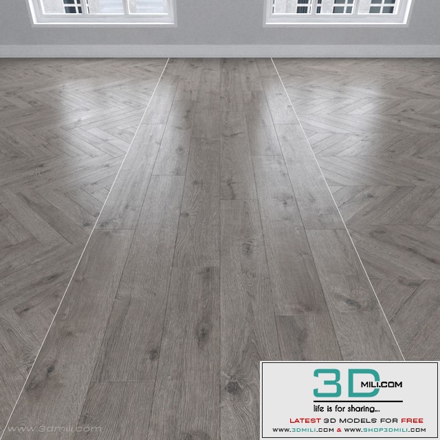 Parquet Oak gray, 3 types: herringbone, linear, chevron.