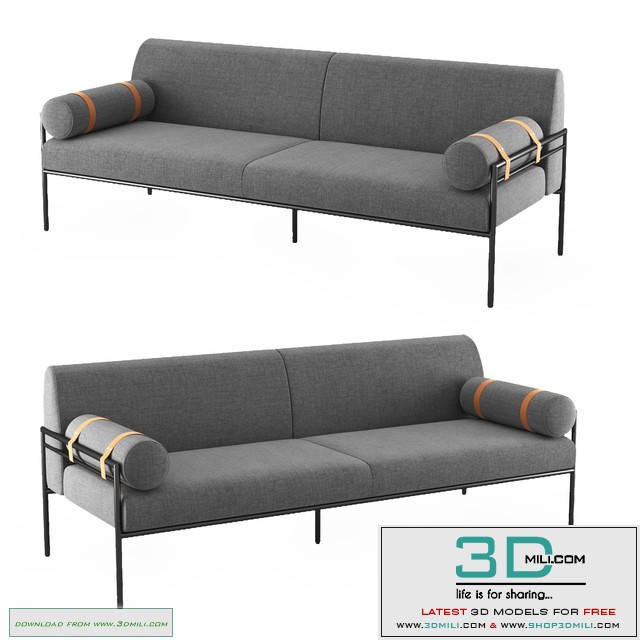 Benito 3 Seater Sofa, Marl Gray and Leather