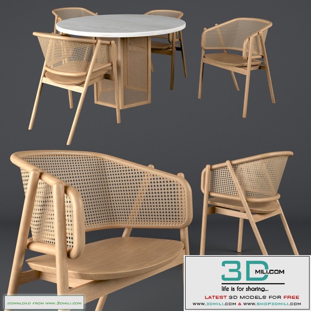 Cane armchair-01 with Atrium dining table