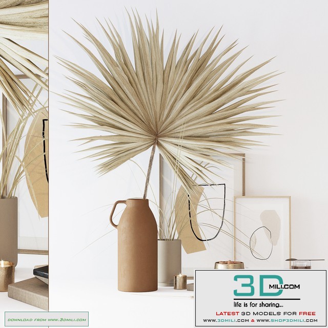 Decorative set with dryed palm