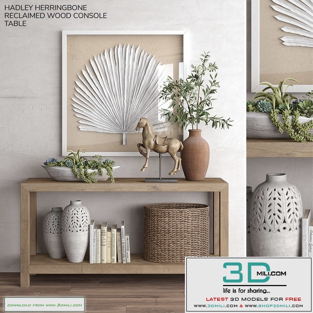 Pottery barn HADLEY HERRINGBONE RECLAIMED WOOD CONSOLE TABLE