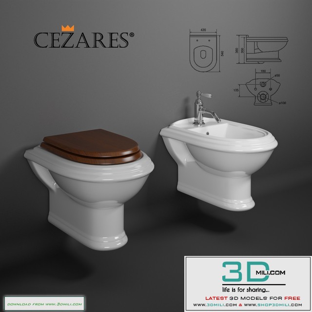 Suspended toilet, bidet, Cezares KING PALACE
