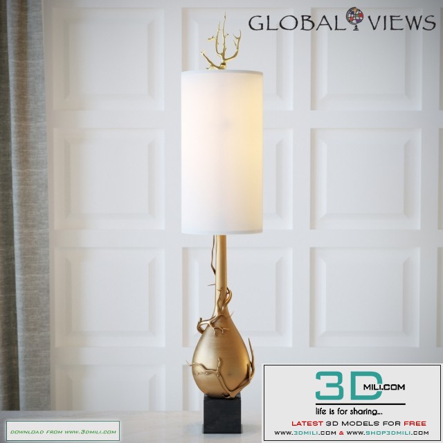 Twig Bulb Floor Lamp-Brass