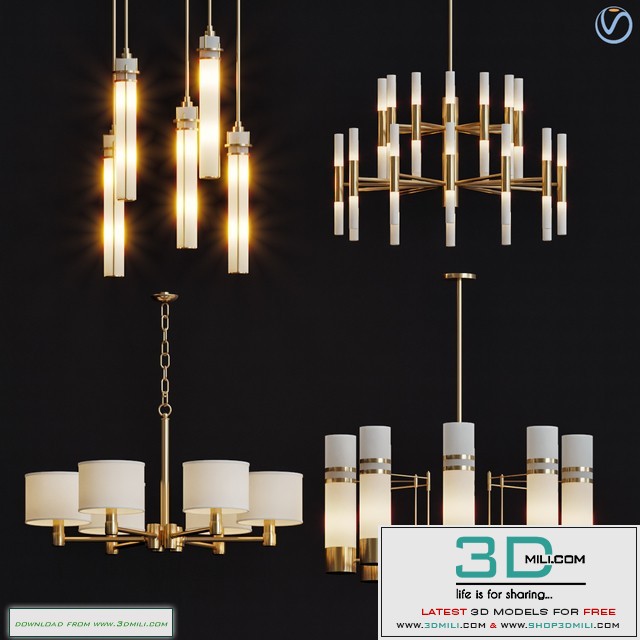 Wide Antique Brass Chandelier and pendant lamps