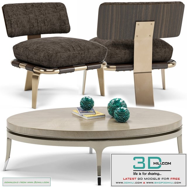 Airflow Chair, Front And Center Table, Estela Blue Shell Balls