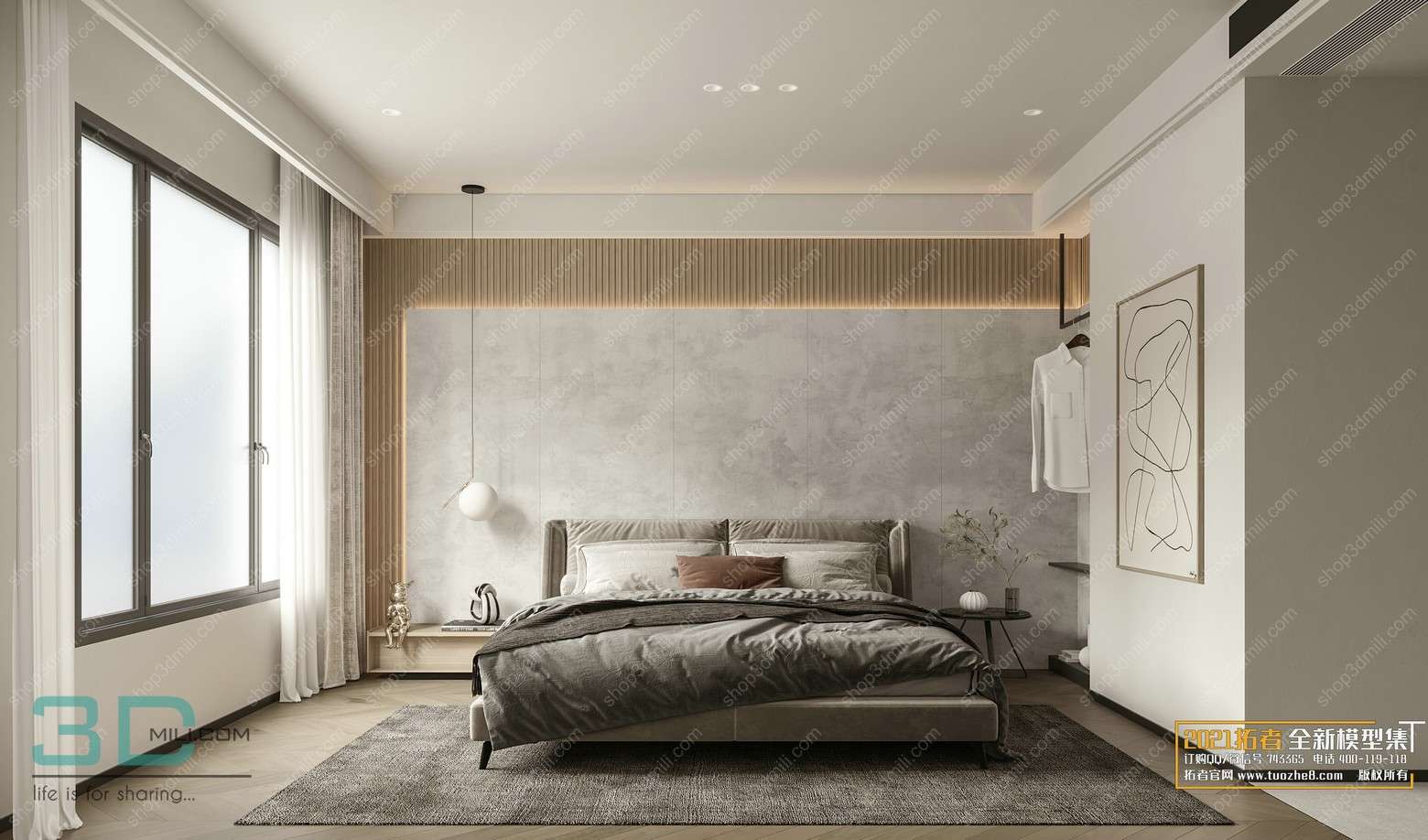 Bedroom Mordern Style 101 3D Model Free Download