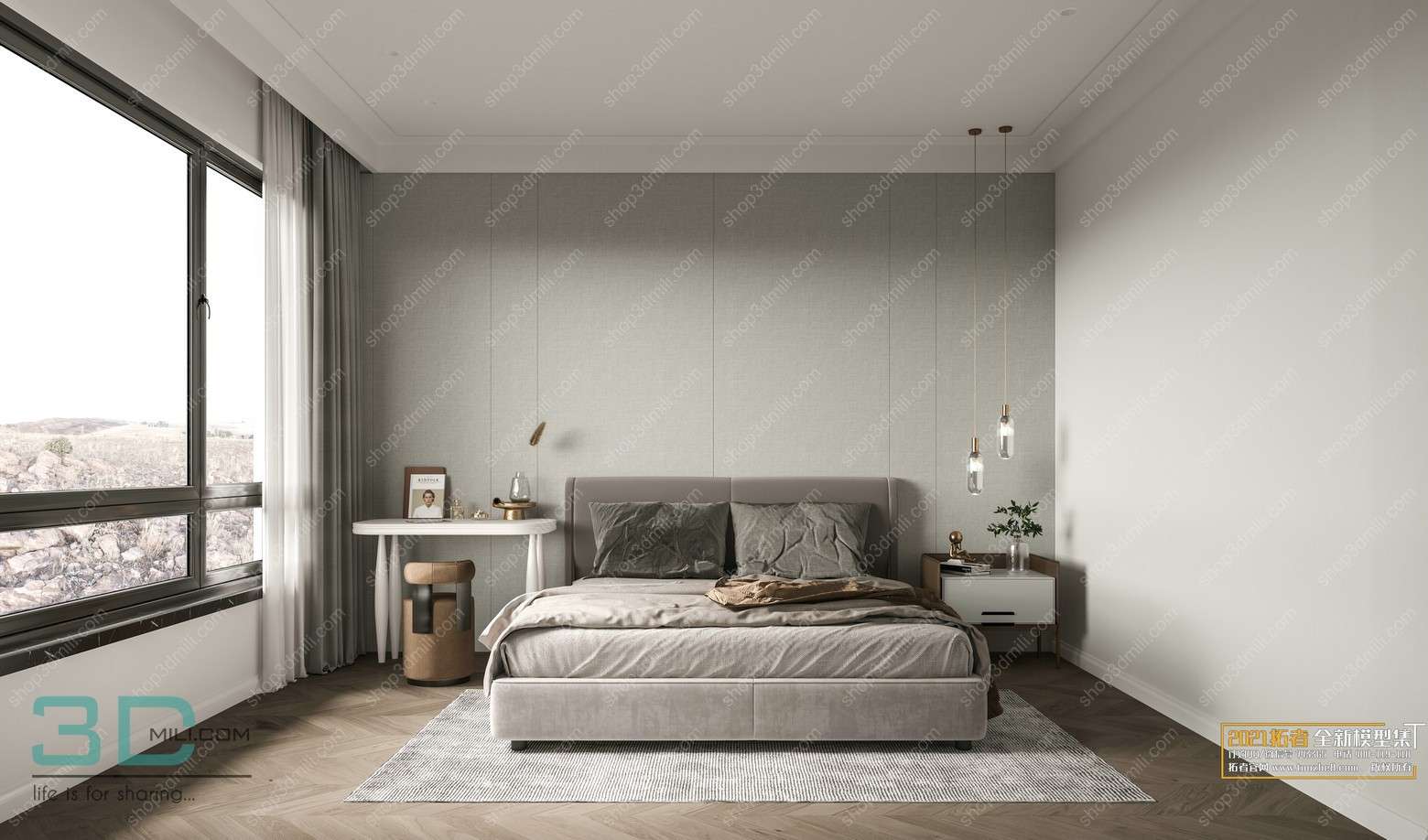 Bedroom Mordern Style 80  3D Model Free Download