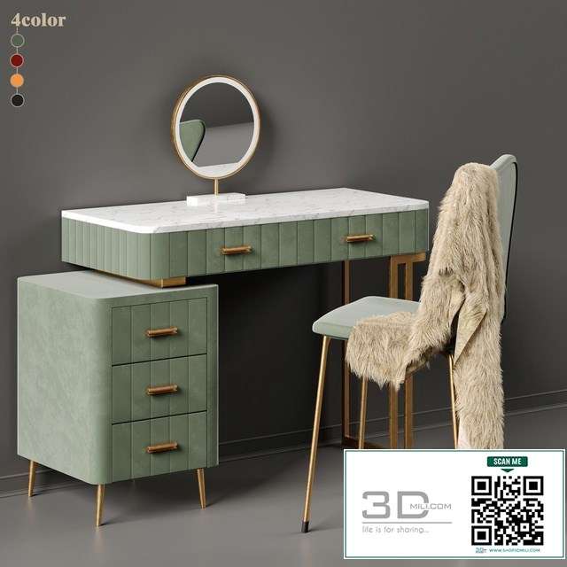 Multi Color Velvet Dressing Table By Saleh