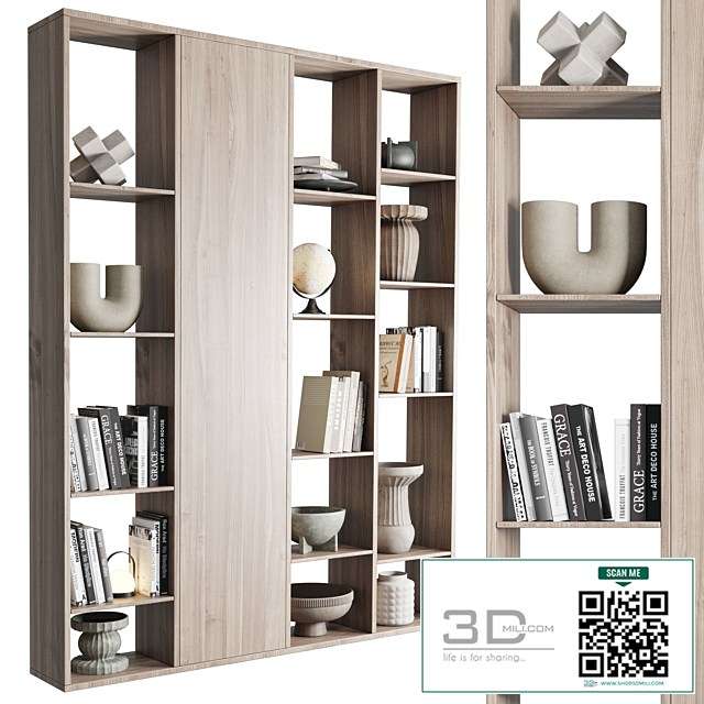 wooden Shelves Decorative With vase and Book